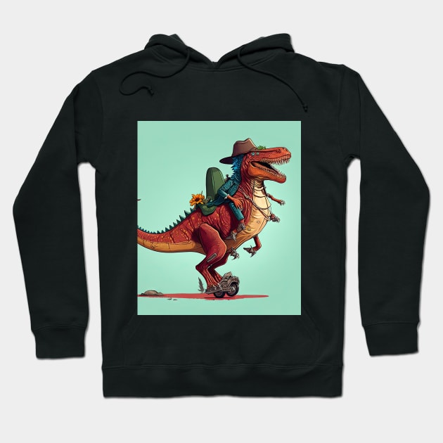 Funny T Rex I'm Unstoppable in a retro vintage aesthetic Hoodie by Oddities Outlet